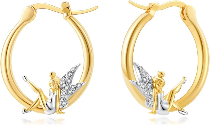 Medsor Fairy Angel Hoop Earrings Hypoallergenic 14K Gold Plated Plated Wing Earring - Image 1
